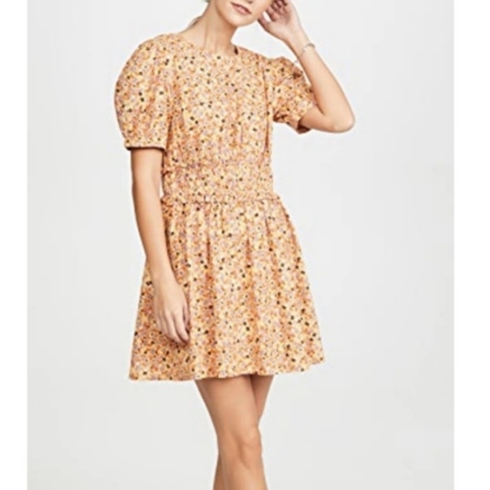 NWT FP FREE PEOPLE DRESS FLORAL HONEY COMBO NEW SIZE LARGE ORANGE YELLOW